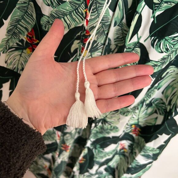 Rachel Zoe Palm Leaf Print Kaftan Duster Cover Up Kimono - Picture 7 of 8